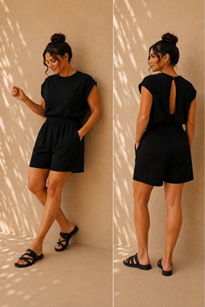 FOR ESRA BIG TREND Women's Plus Size Back Cut-Out Waist Elastic Detail Pocket...