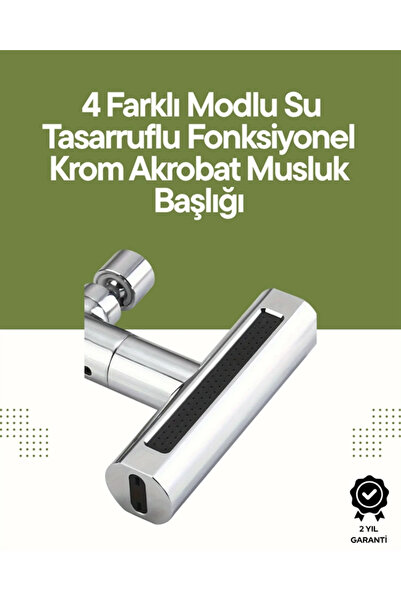 ARMÜZ Chrome Faucet Head |   4 in 1 Water Outlet |   Easy to Assemble