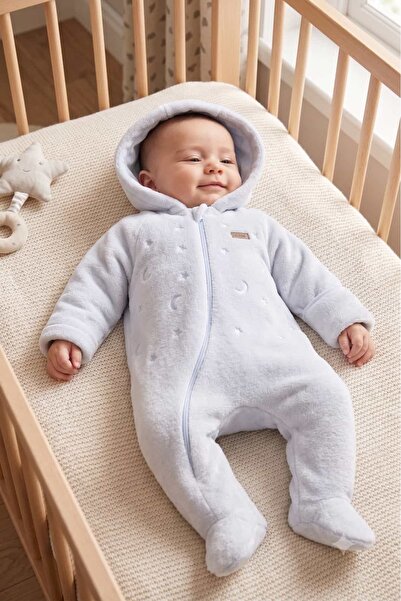 Valia Baby Premium Baby Boy Plush Hooded Jumpsuit