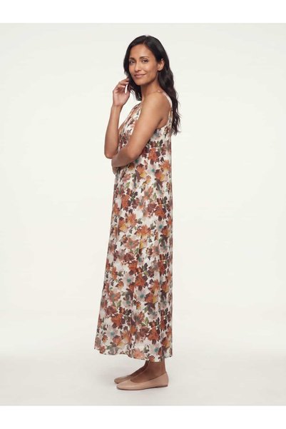 STORi Women's Summer Long Dress with Straps, V-Neck, Crepe, Floral Pattern