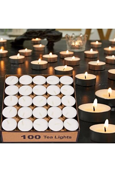 EasyLife 100PCS Unscented Tea Light Candles Long Burning Smokeless Palm Wax T...
