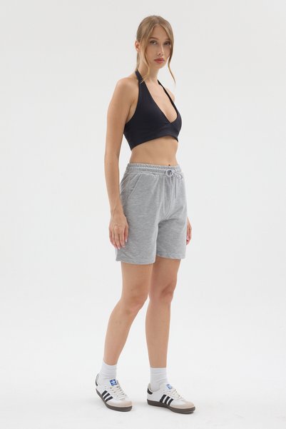 Pavotti Women's High Waist Combed Cotton Bermuda Shorts