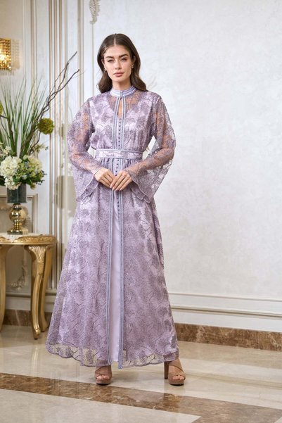 ELEGANZA LA MODE Purple Moroccan Kaftan – ELM M 668