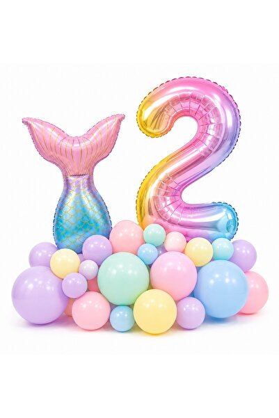 BKMC PARTY Age Balloon Mermaid Birthday Decoration Set 76 cm Number Balloon M...