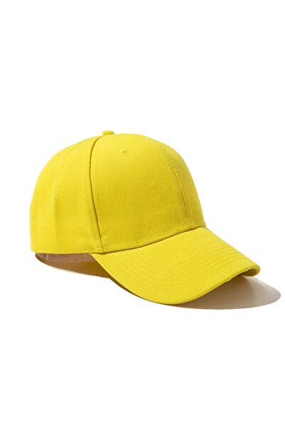 zadenza gold Unisex Adjustable Hat Solid Color Hat Basic Hat Cotton Yellow Hat