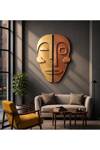 Ledli Gold Bakır Modern Ahşap Duvar Dekor Ürünü 100x60 cm