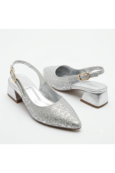 KİNDEP (Wiesse) Closed Toe Women's Shoes (3 cm Heel) Silver