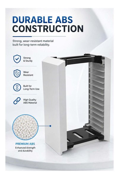 Dobe PS5 Game Disc Storage Stand Holder for 14 Blu-ray Game Cases | Vertical Space-Saving Organizer | Durable ABS Storage Rack | Easy Installation | White