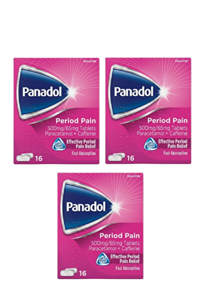 Panadol 3 عبوات من أقراص آلام الدورة الشهرية 500/65 ملغ، 16 قرصًا