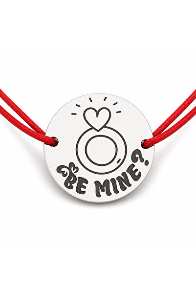 Simoshop Brățară argint 925 cu bănuț Be Mine, șnur reglabil — cadou de Valent...