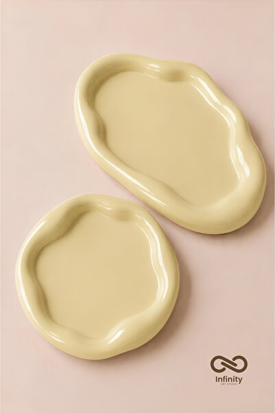 Infinity Art Studio Mineral Concrete Large Size Wavy Cloud Presentation Tray ...