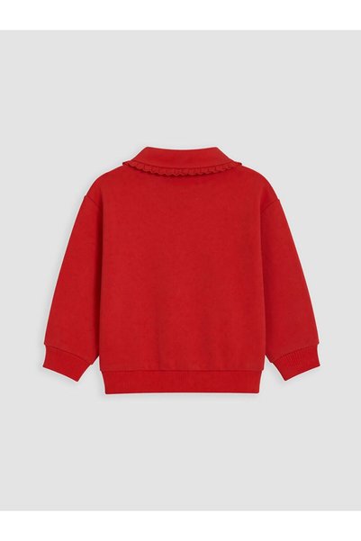 LC Waikiki LCW Kids Kırmızı Polo Yaka Kız Çocuk Kalın Sweatshirt
