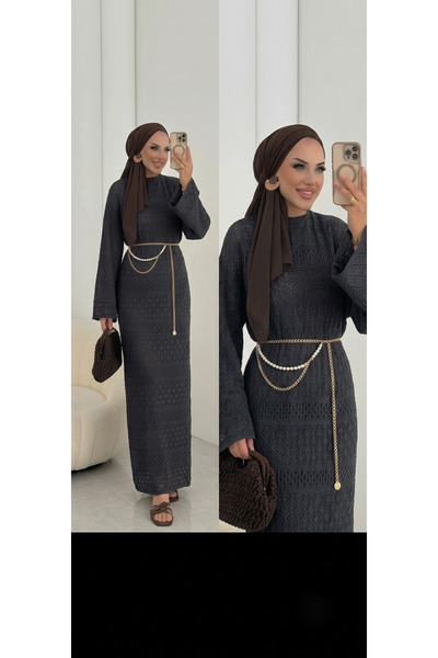 Lovely butik فستان طويل نسائي محبوك شفاف مبطن