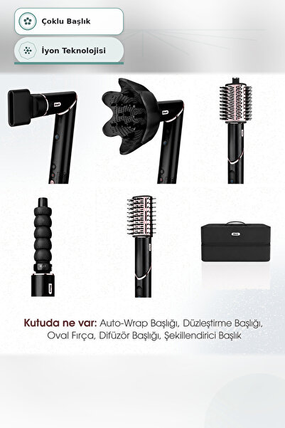 Shark Flexstyle 5in1 Hair Dryer and Styler Set Black 1400W Auto-Wrap Curl Dif...