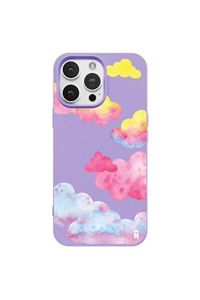 Casen iPhone 13 Pro Max Lila Lansman Renkli Silikon Colorful Bulut Tasarımlı ...