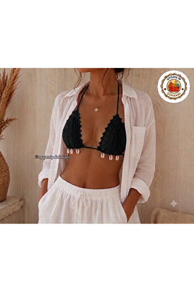 Deniz Kabuklu Kroşe Örgü Bikini Üstü Shell detaylı Ocean Pearl Modası
