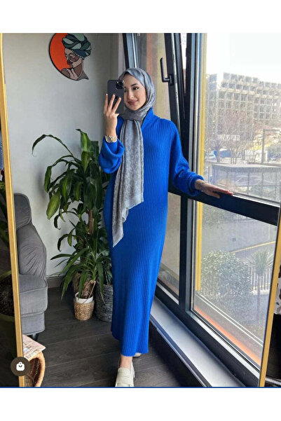müqofficial Zippered Knitwear Dress - Saks Blue