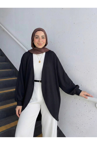 Naknaku Bat Sleeve Ottoman Cardigan-Black