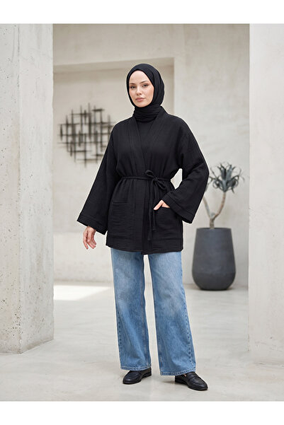 Generic Brand Cardigan with Pockets-Black