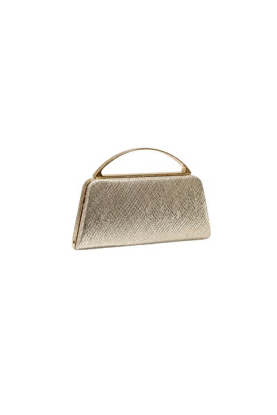 Sose Moda Elegant Evening Dress Bag with Shimmering Metal Handle - Gold