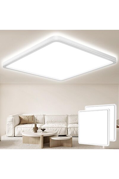 Dotail Set de 2 plafoniere LED, 24W, 3200 lm, 3000K/4000K/6000K, CRI 90+, IP5...