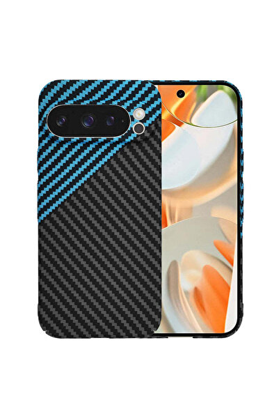 Techsuit Husă pentru Google Pixel 9 Pro, Carcasă din fibră de carbon, albastr...