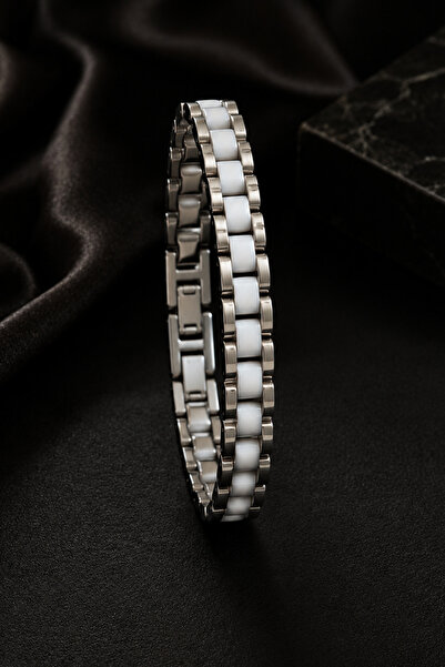 laria jewelry سوار ساعة من السيراميك الأبيض للرجال