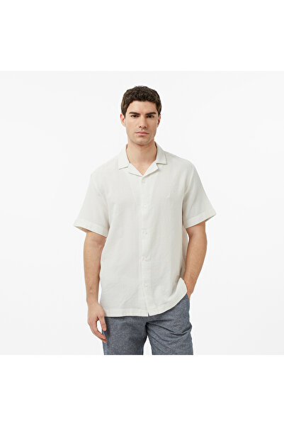Nautica Erkek Krem Regular Fit Kısa Kollu Gömlek