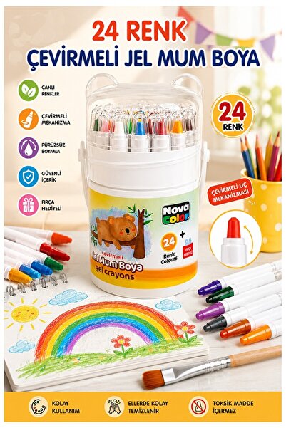 Artmaster Çevirmeli Jel Mum Boya 24 Renk 1 Adet Nova Color Plastik Kutulu 24 ...