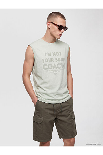 LC Waikiki Trendlucky Men's Sleeveless T-Shirt with Oval Collar and Printed D...