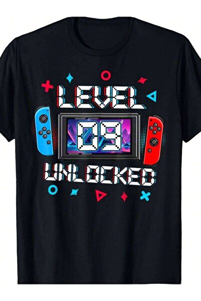 9JY تي شيرت Level 9 Unlocked Gamer هدية عيد الميلاد التاسع للأولاد لعشاق ألعا...
