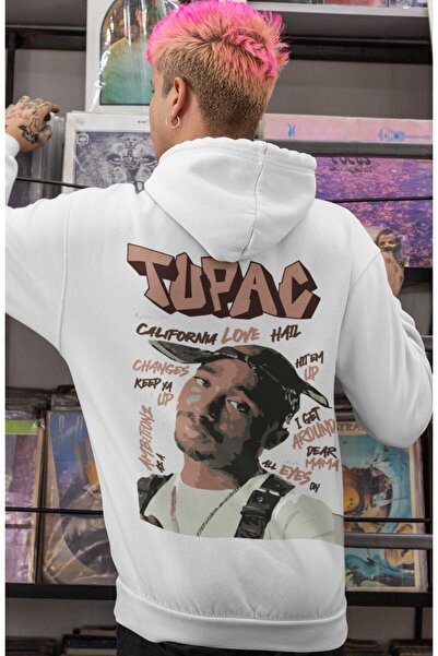 SEVBANO Tupac Rapper Singer Back Printed Unisex Oversize Combed Cotton Hoodie