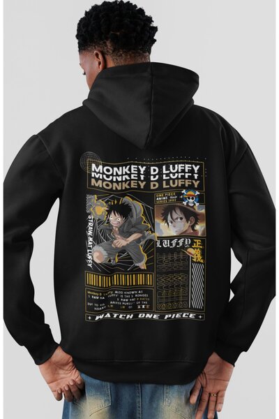 SEVBANO One Piece Monkey D. Luffy Anime Back Printed Unisex Oversize Combed C...