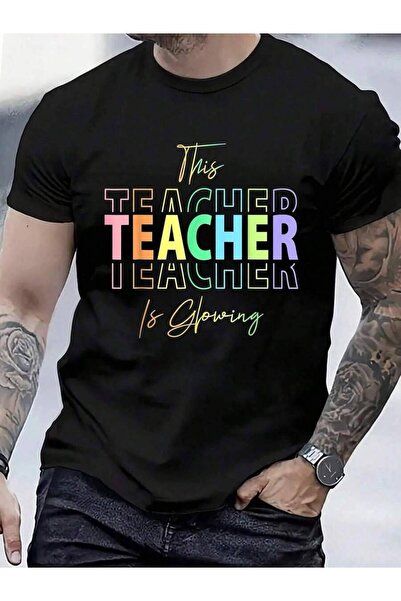 9TAY 100% Cotton This Teacher Is Glowing Hello Funny End Of School T-Shirt Me...