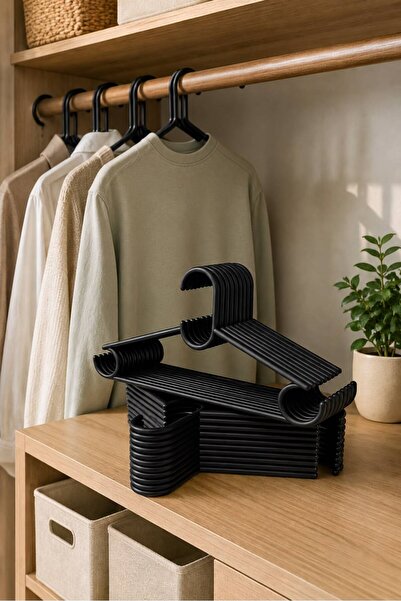 LUXQEN 24 Pieces Clothes Hangers Durable Black Hangers for Shirts, T-Shirts Hanger