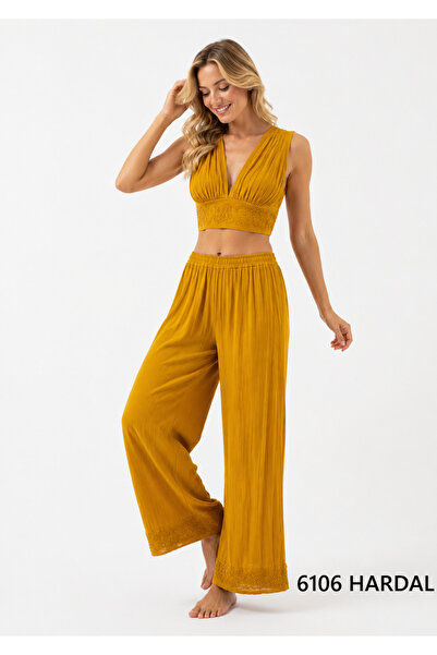 Duss 6106 Breathable Authentic Pants and Blouse Set Made from Viscose Natural...