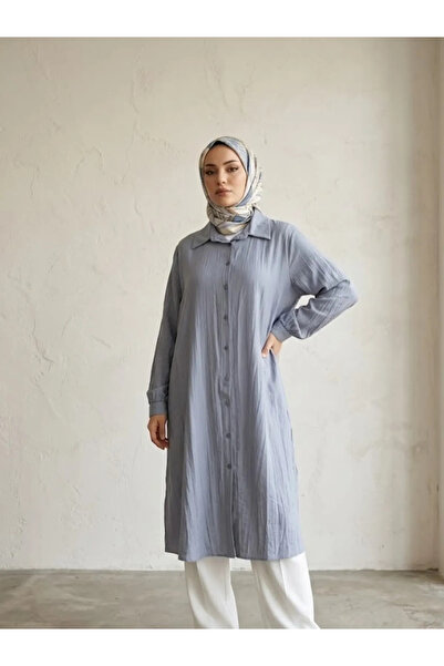 Foremia Slit Detail Long Tunic-Grey