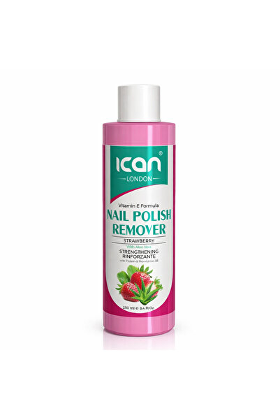Ican London Strawberry Vitamin E Formula Nail Polish Remover 250ml – Acetone-...