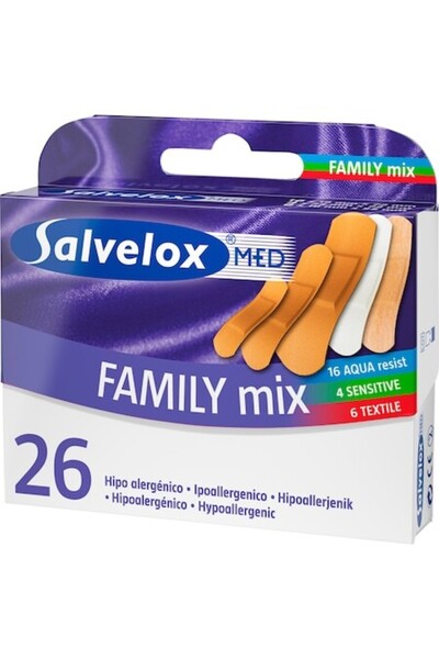Salvequick Plasturi asamblati Family Mix, Salvequick, 26 bucăți, 3 mărimi