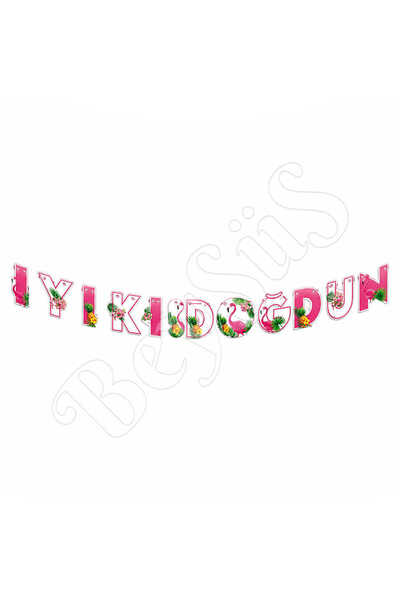 BeySüS Flamingo Themed Happy Birthday Banner