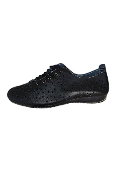 OEM Pantof cu sireturi, nuanta de negru, perforatii moderne fine