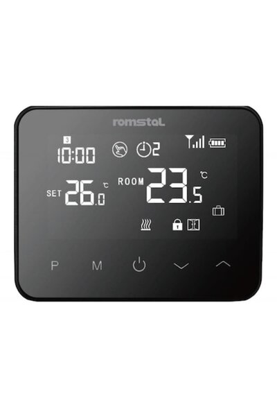 ROMSTAL Termostat programabil, 300, Fără fir, Control prin internet, Ecran negru