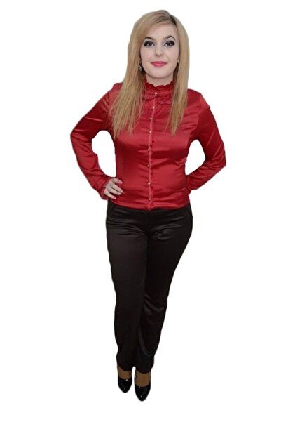 OEM Pantalon trendy, de culoare maro, din stofa cu croiala dreapta