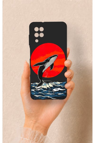 Vip Case حافظة سيليكون متوافقة مع هاتف Realme C25 بنمط الحوت الأحمر الشمسي