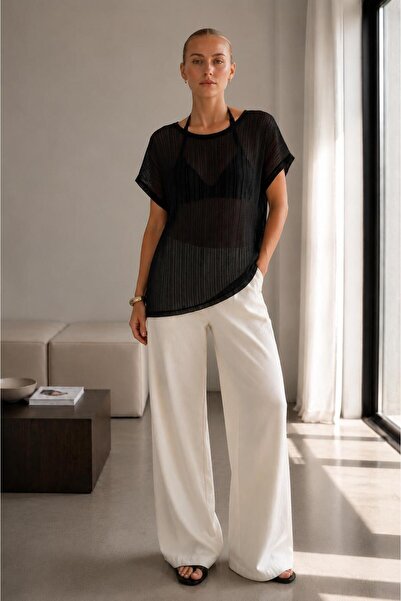 ALEXANDERGARDI Open Knit Asymmetrical Flowy Blouse