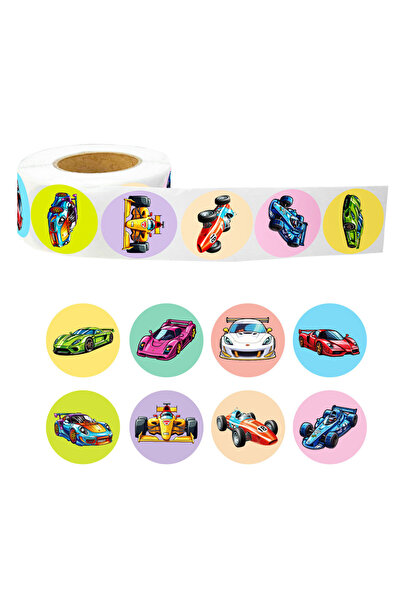 Choice1 H1056-500pcs 100-500PCS 2.5cm Race Car Stickers Roll, Cute Cartoon Ca...