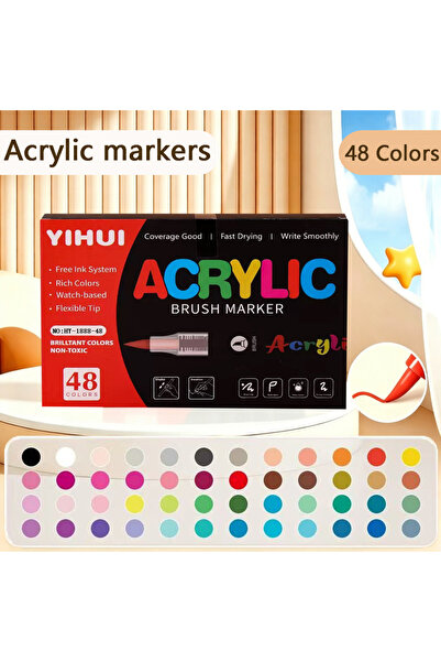 Choice1 48 Colors 12/24/36/48/60 Colors Acrylic Paint Pens Markers Brush Tip ...