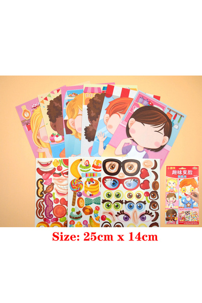 Choice Kids 1 set Make A Face Sticker Pads Create Princess Kids Animal Dinosa...