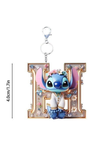 Choice18 Bandai H Acrylic flat 2D Stitch 26 English letters Pendant Keychain ...