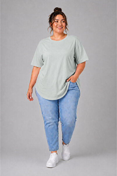 Limitless Wear Büyük Beden Kadın Bisiklet Yaka Basic Oval Etek Detalylı 3xl-6...